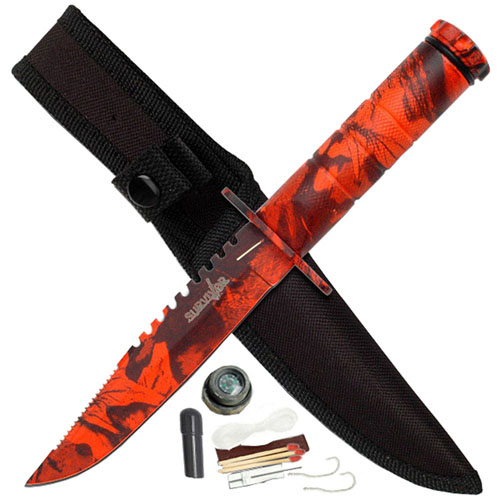 Master Cutlery HK-690 4.25 Inch Blade Survival Knife w/ Survival Kit and Compass