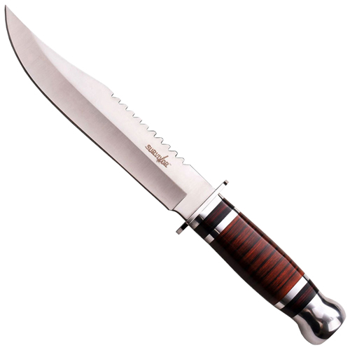 Survivor HK-782L Brown Wood Handle Fixed Blade Knife