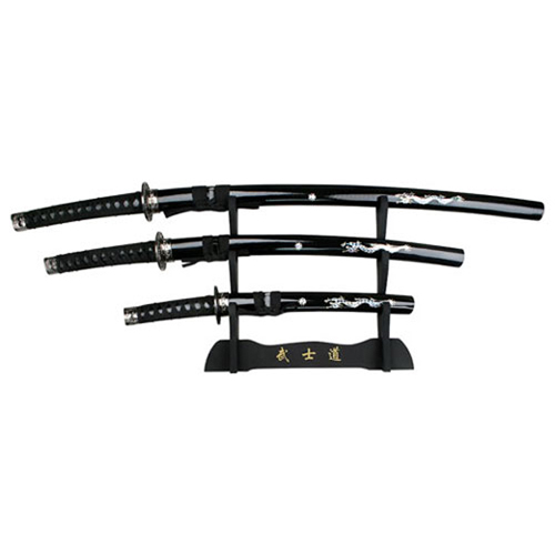 JS-697 Samurai Sword 3 Pcs Set with Display Stand
