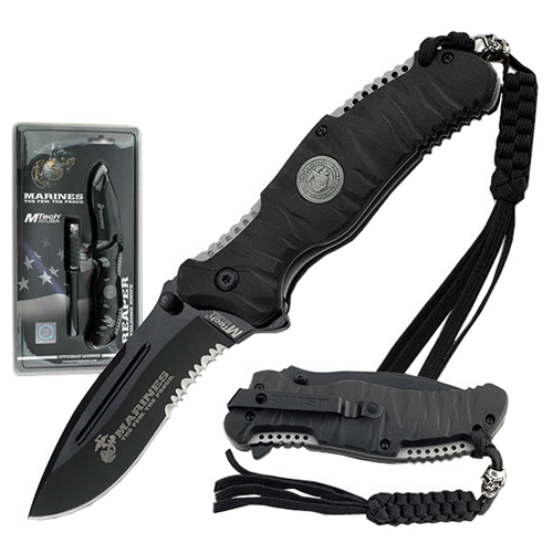US Marine 3.5 Inch Half Serrated Edge Folding Blade Knife