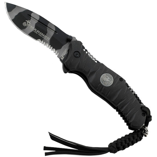 US Marine 3.5 Inch Half Serrated Edge Folding Blade Knife