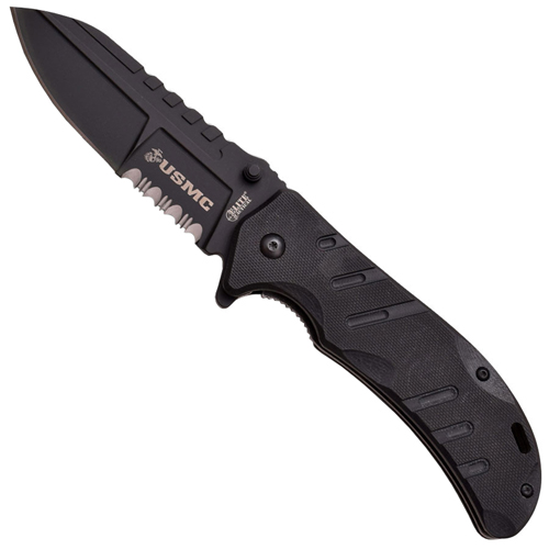 US Marines Half Serrated G10 Handle Folding Knife 