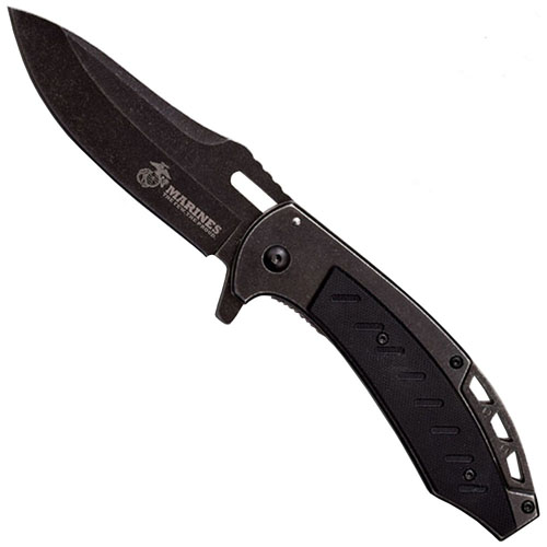 US Marines A1043BK Black G-10 Handle Folding Knife