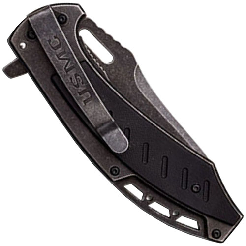 US Marines A1043BK Black G-10 Handle Folding Knife