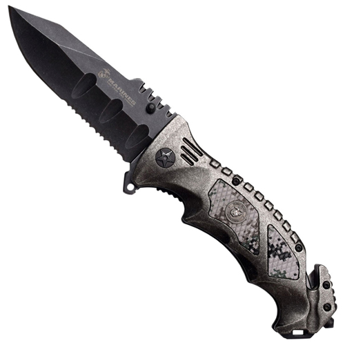 MTech USA Marines 5 Inch Closed Folding Knife w/ Seat Belt Cutter