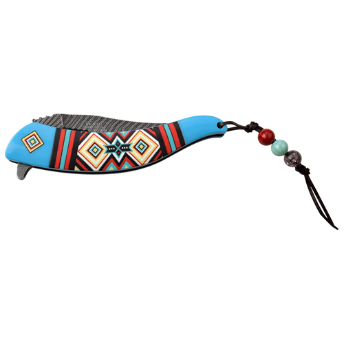 Masters Collection Nylon Fiber Handle Folding Knife w/ Leather Lanyard