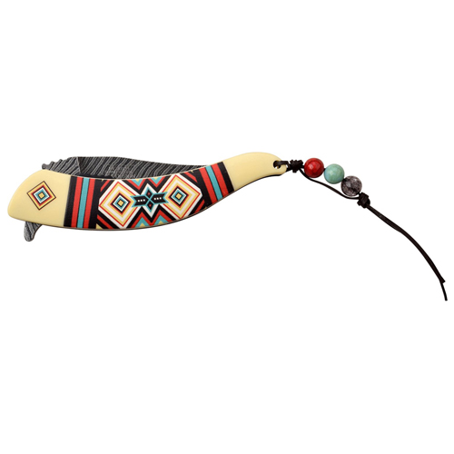 Masters Collection Nylon Fiber Handle Folding Knife w/ Leather Lanyard