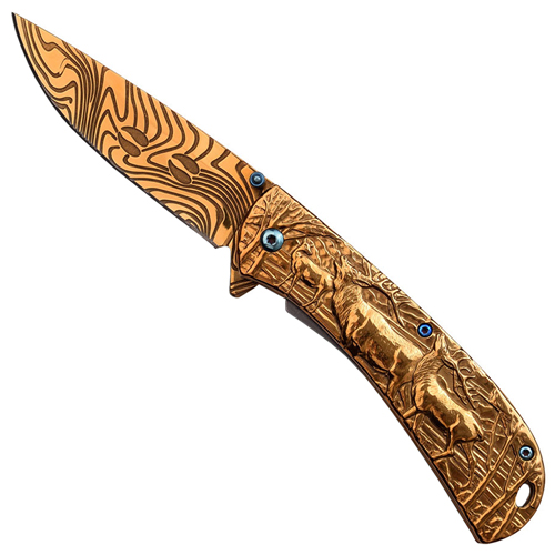 Masters Collection Elk Sculpture Handle Folding Knife
