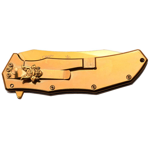 Masters Collection Sculpted Art Stainless Steel Handle Folding Knife