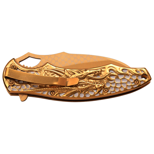 Masters Collection Laser Etch Titanium Coated Folding Blade Knife