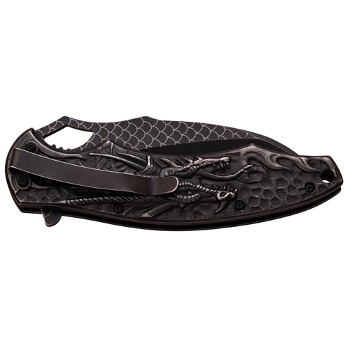 Masters Collection Laser Etch Titanium Coated Folding Blade Knife