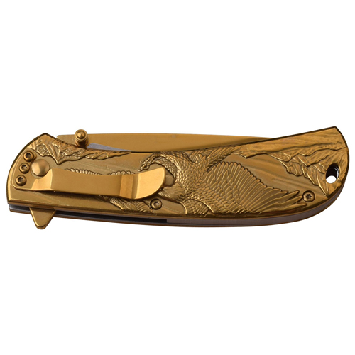 Masters Collection 3D Sculpted Stainless Steel Handle Folding Knife