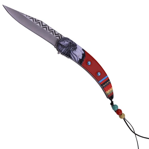 Masters Collection Enbossed Stainless Steel Handle Folding Knife