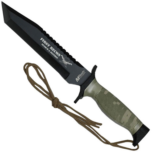 MTech USA 6 Inch Black Tanto Fixed Blade Knife