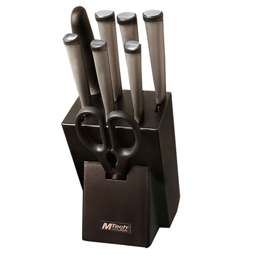 MTech USA 15 Pcs Kitchen Knife & Block Set w/ Sharpening Rod