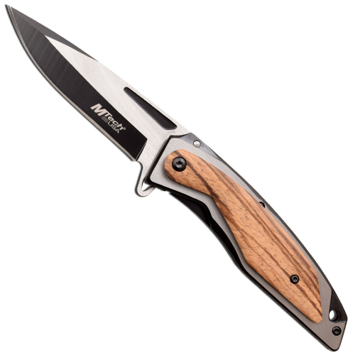 MT-A1153BWD Folding Knife - Aluminum Handle w/ Wood Overlay