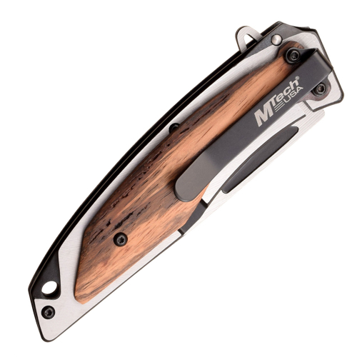 MT-A1153BWD Folding Knife - Aluminum Handle w/ Wood Overlay