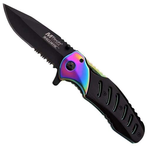 MTech USA Aluminum Handle Half Serrated Folding Knife