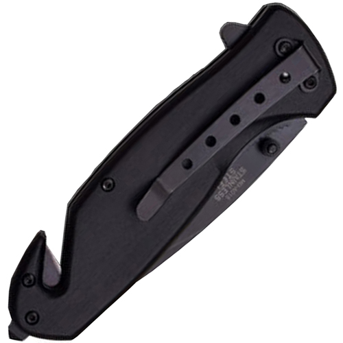 Master USA Green Skull Logo Half Serrated Knife