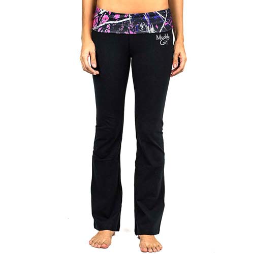 Muddy Girl Pink Camo Black Yoga Pants