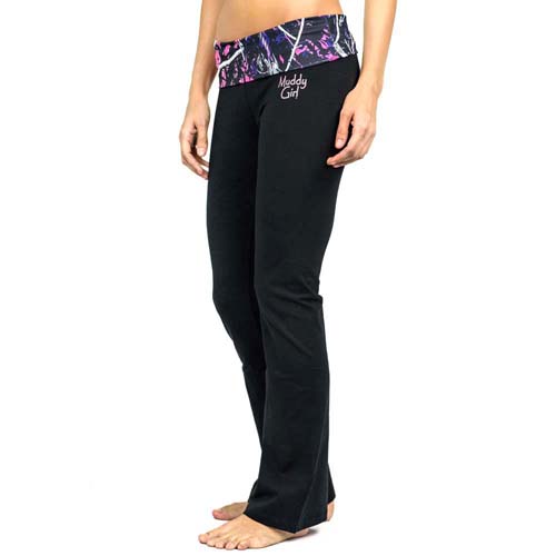 Muddy Girl Pink Camo Black Yoga Pants