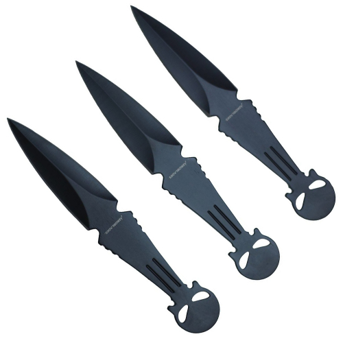 Punisher Skull Head 6.5' Throwing Knife Set w/Sheath