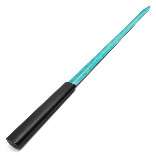 Arthur'S Sword Blue Washed Steel Blade -  All Black Handle + Wooden Black Sheath