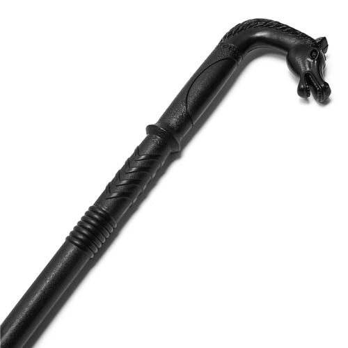Horse Head Cane Textured Cane With Grip Black Polypropylene