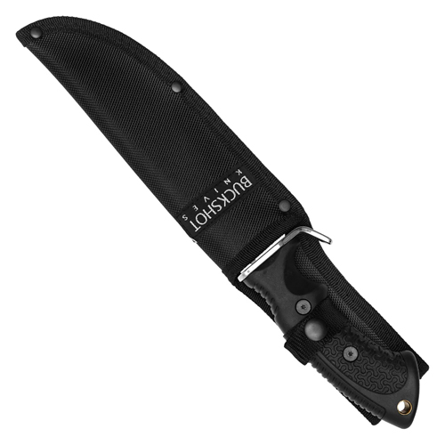Tactical Black Bowie Perforated Steel Clip Point Blade - Black Abs Handle W/ Guard