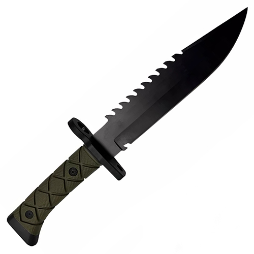 Black Tactical Serrated Fixed Knife