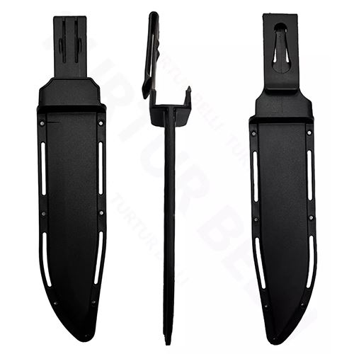 Black Tactical Serrated Fixed Knife