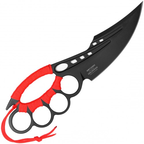 Stand out with the striking red Neptune Trench Knife. Equipped with knuckle guard and sheath for tactical readiness. Elevate your gear collection now!