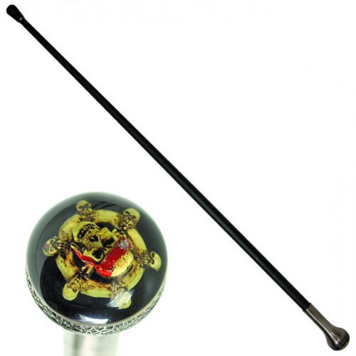 Embrace your inner pirate with the Neptune Pirate Walking Cane featuring a 4-inch skull handle. Add swagger to your step with this stylish accessory!