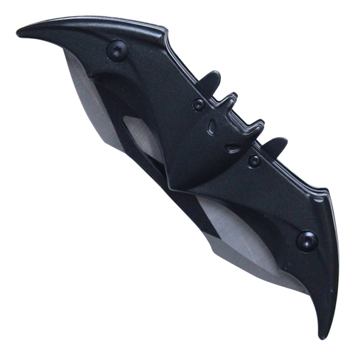 Bat Wings 2-Tone Black Steel Dual Blades - Black Bat Wings Handle