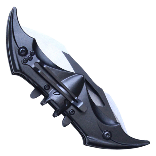 Bat Wings 2-Tone Black Steel Dual Blades - Black Bat Wings Handle