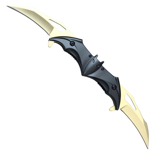 Bat Wings 2-Tone Black Steel Dual Blades - Black Bat Wings Handle