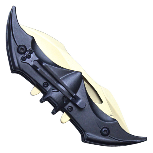 Bat Wings 2-Tone Black Steel Dual Blades - Black Bat Wings Handle