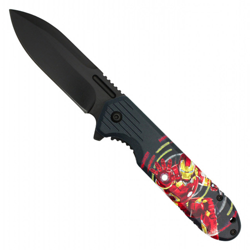 Spider Hero Stonewashed Steel Blade - Red Spider Hero Print Handle