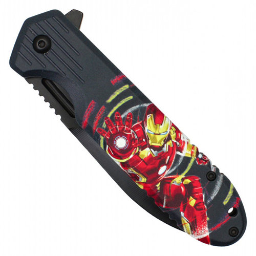 Spider Hero Stonewashed Steel Blade - Red Spider Hero Print Handle