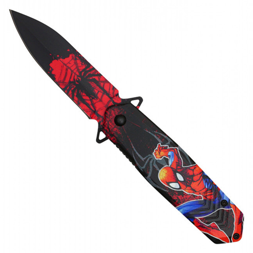 Spider Hero Graphic Steel Folding Knife