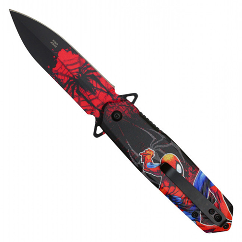 Spider Hero Black Graphic Steel Blade -  Spider Hero Graphic Handle