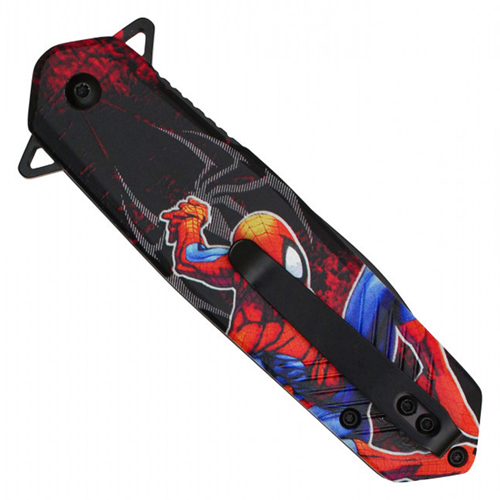 Spider Hero Black Graphic Steel Blade -  Spider Hero Graphic Handle