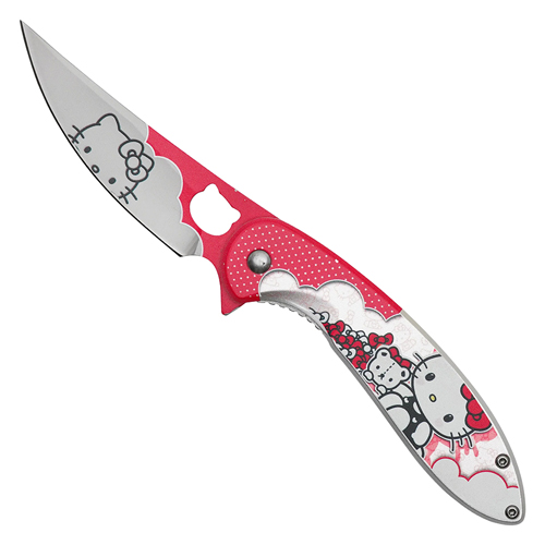 Red Kitty Perforated Folding Knife