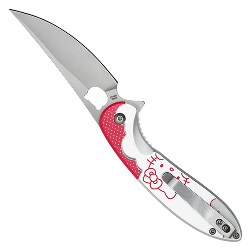 Red Kitty Perforated Folding Knife