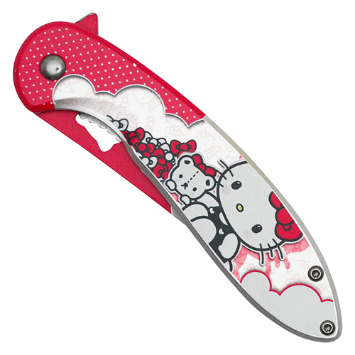Red Kitty Perforated Folding Knife