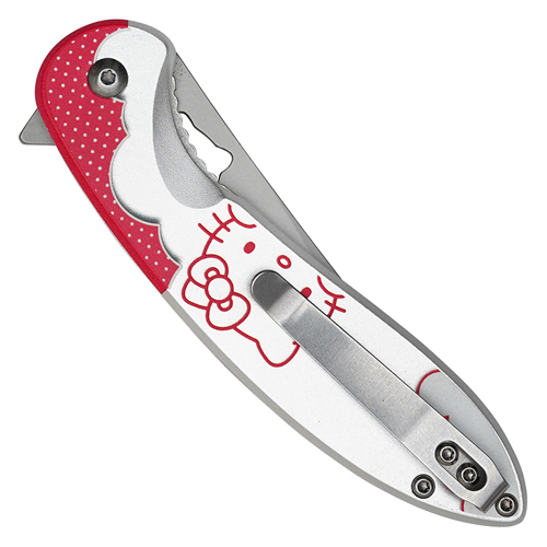 Red Kitty Perforated Folding Knife