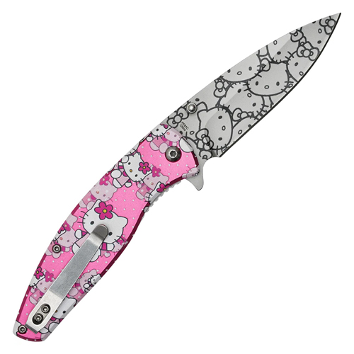 Kitty Dreams Etched Silver Steel Blade - Pink Kitty Dreams Print Handle