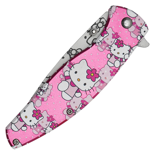 Kitty Dreams Etched Silver Steel Blade - Pink Kitty Dreams Print Handle