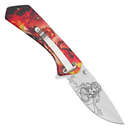 Hero Class Orange Print Steel Blade - Blue Hero Class Print Handle