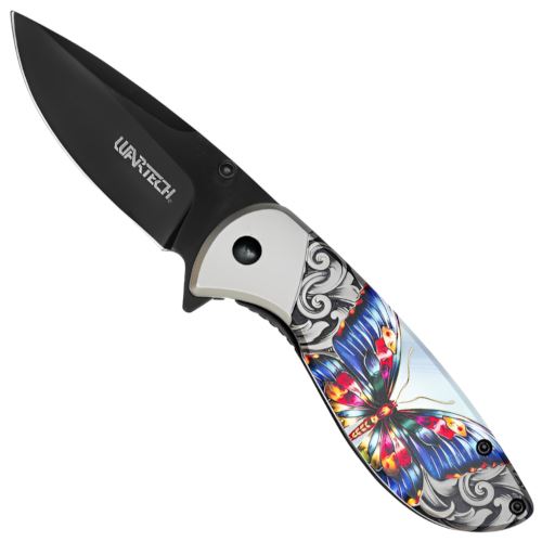 7'' Wartech Black Butterfly Folding Knife
